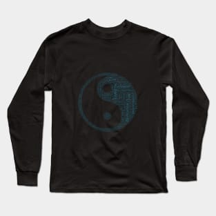 Yin Yang Silhouette Shape Text Word Cloud Long Sleeve T-Shirt